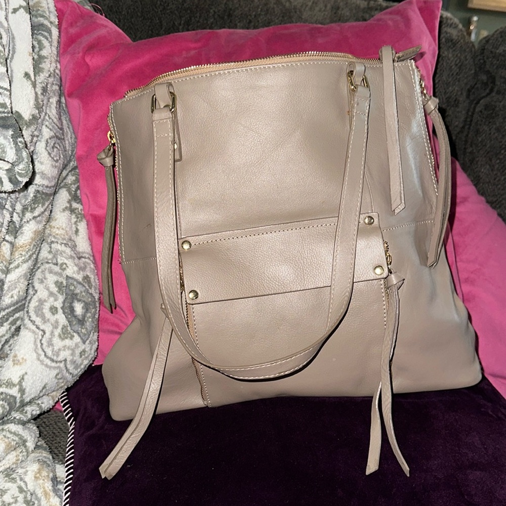 Large Taupe Genuine Leather Kooba Tote Handbag New